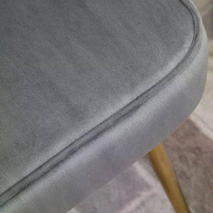 HOMCOM Velvet-Feel Shell Luxe Accent Chair, Glam Vanity Chair Makeup Seat, Home Bedroom Lounge with Metal Legs Comfort Padding, Grey