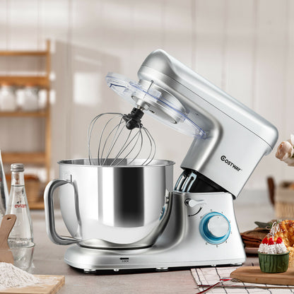 1400W Electric Stand Mixer 6 Adjustable Speed Kitchen Beater-Silver