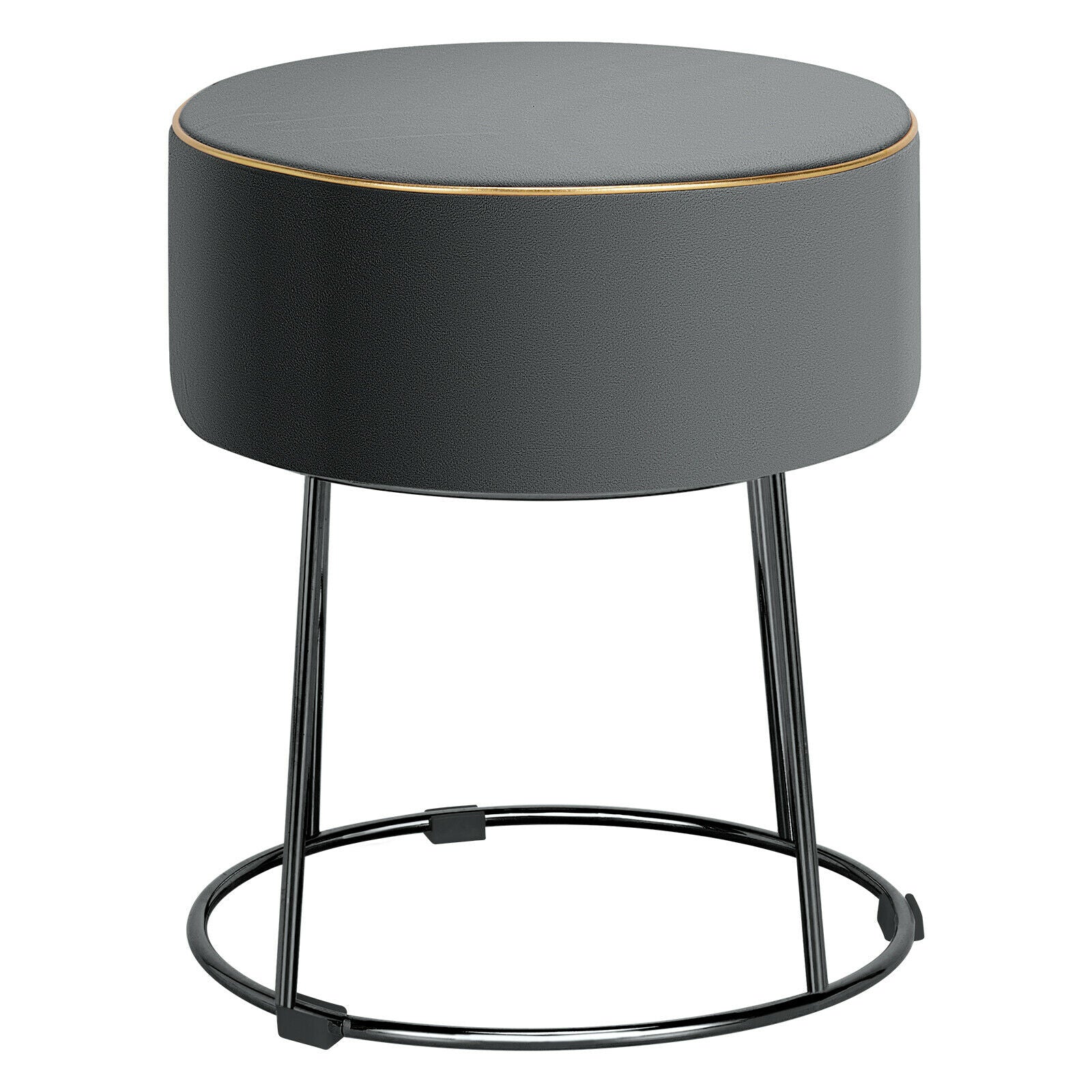 Round Velvet Modern Makeup Dressing Ottoman with Footpads