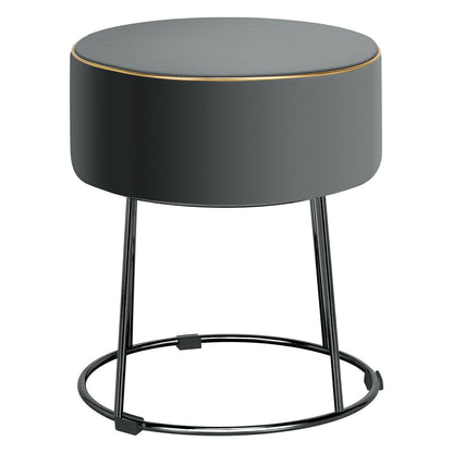 Round Velvet Modern Makeup Dressing Ottoman with Footpads
