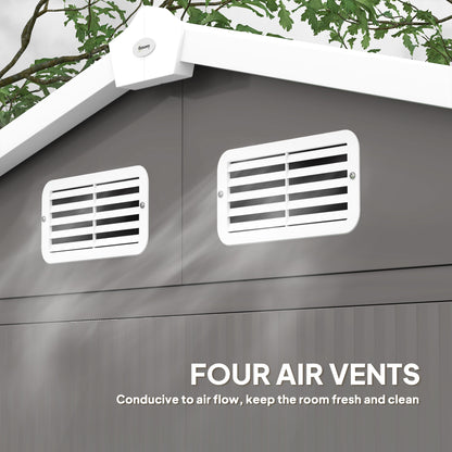 Outsunny 7 x 4ft Garden Shed, Easy to Assemble, Upgraded Galvanised Steel Frame with Foundation Kit, Double Doors with Lock, Outdoor Metal Shed with Vents and Gloves, Garden Storage Shed, Light Grey