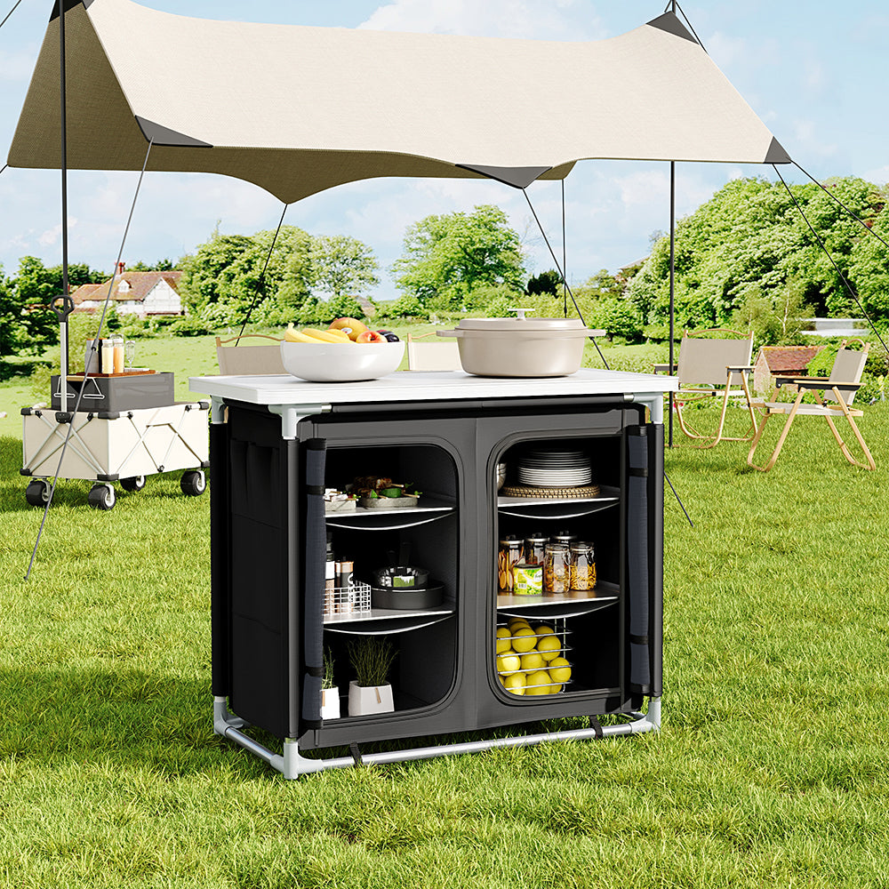 Foldable Camping Kitchen Storage Cabinet with Tabletop