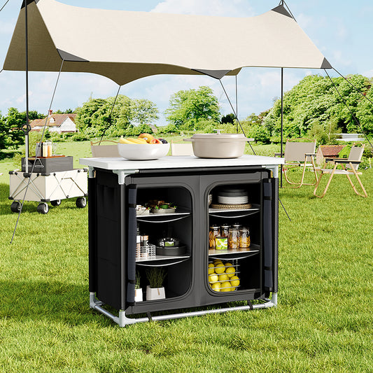 Foldable Camping Kitchen Storage Cabinet with Tabletop