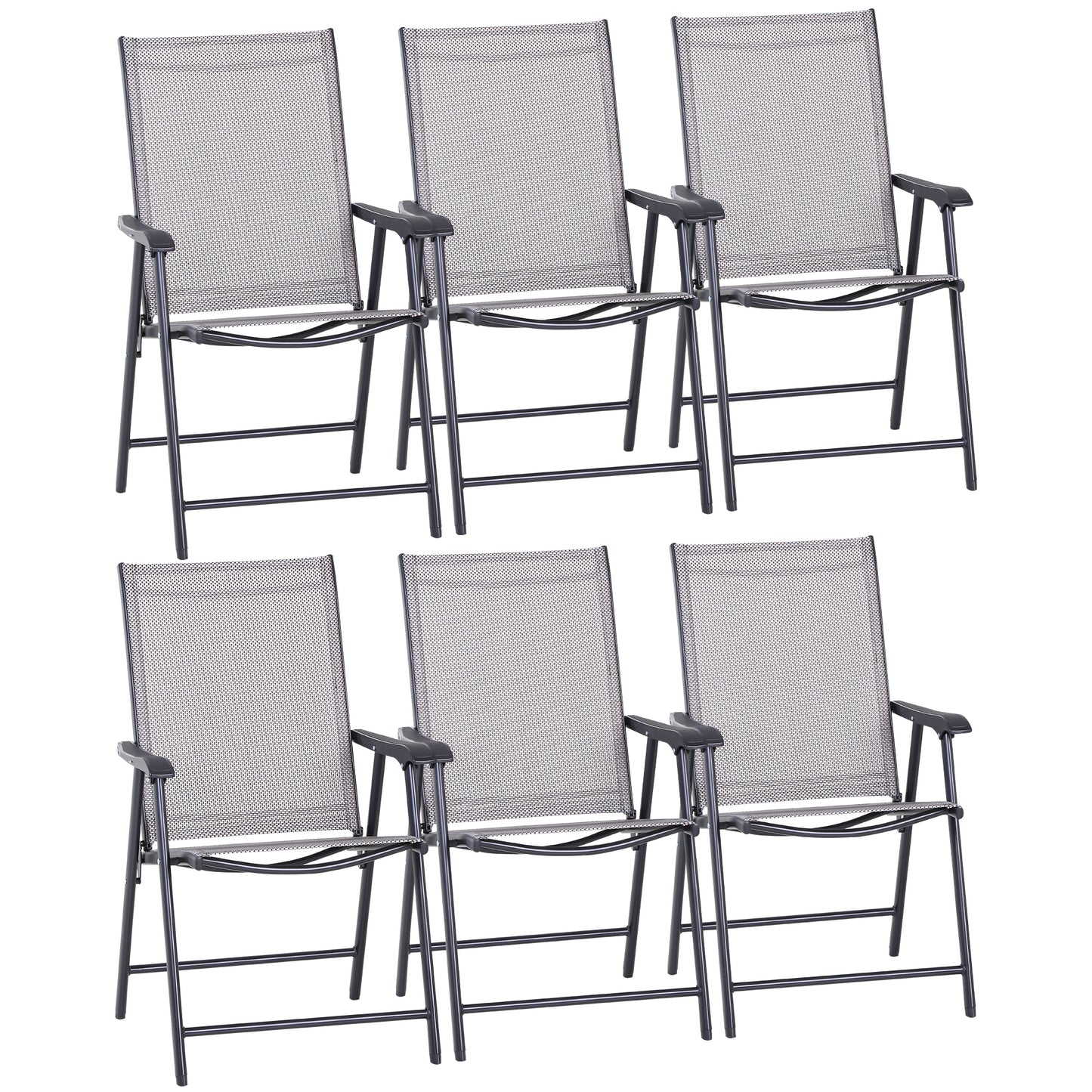 Outsunny Set of Six Folding Garden Chairs - Grey