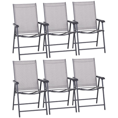 Outsunny Set of Six Folding Garden Chairs - Grey