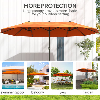 Outsunny 4.6m Double Garden Parasol - Orange