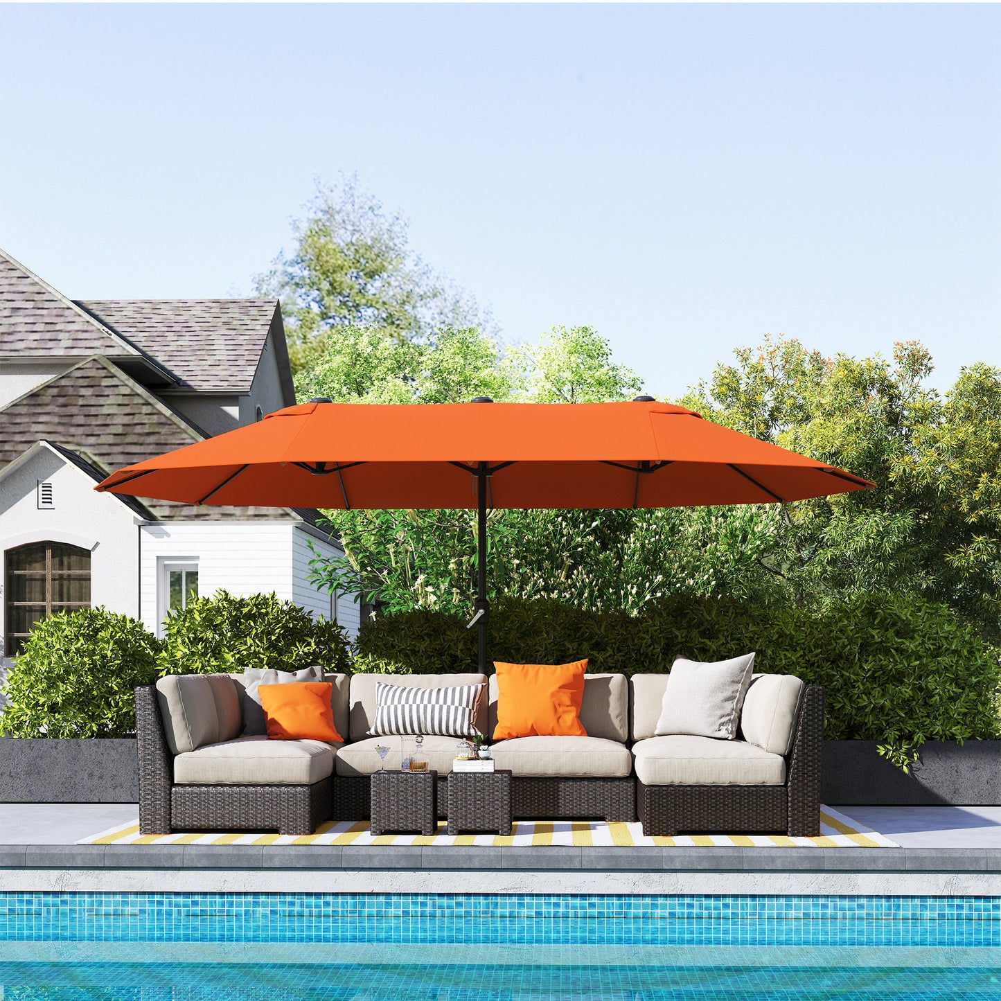 Outsunny 4.6m Double Garden Parasol - Orange