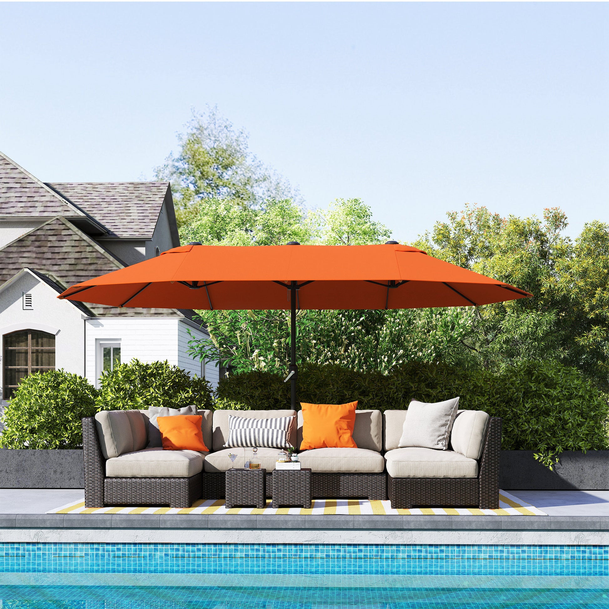 Outsunny 4.6m Double Garden Parasol - Orange