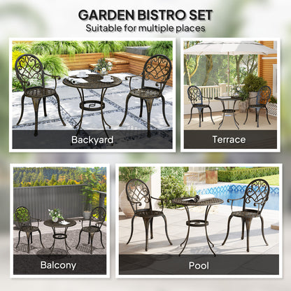 Outsunny Three-Piece Elegant Aluminium Garden Set - Bronze Tone