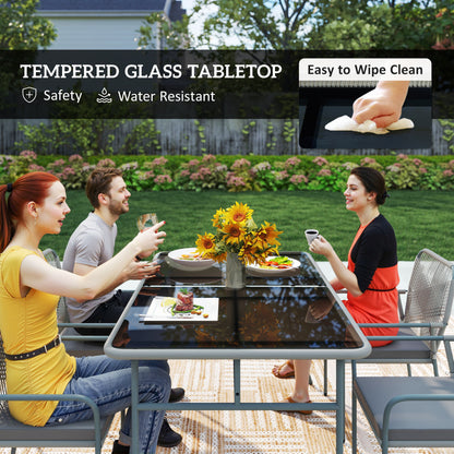 Outsunny Five-Piece PE Rattan Garden Dining Set with Cushions & Stackable Chairs - Light Grey