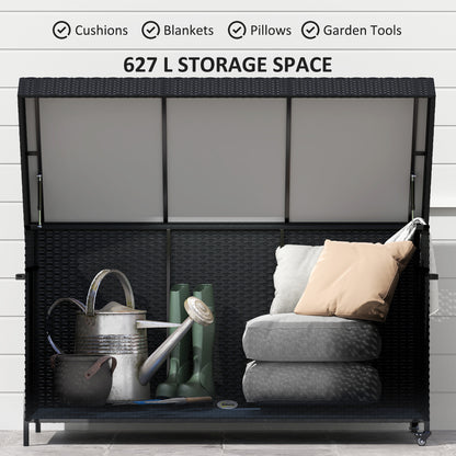 Outsunny 627 L Rattan Storage Box - Black