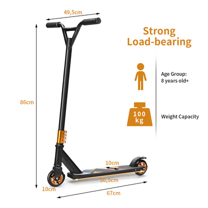 Pro Stunt Scooter with 2 Wheels for Kids Children and Adults-Black
