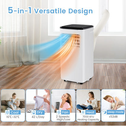 9000 BTU 4-in-1 Portable Air Conditioner with App Control and Sleep Mode-White