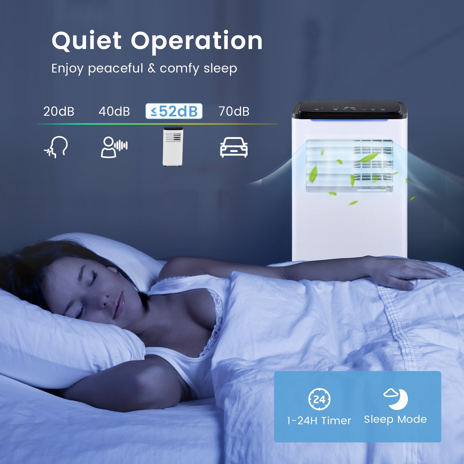 9000 BTU 4-in-1 Portable Air Conditioner with App Control and Sleep Mode-White