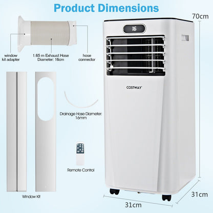 9000 BTU Portable Air Conditioner with WiFi and 24H Timer