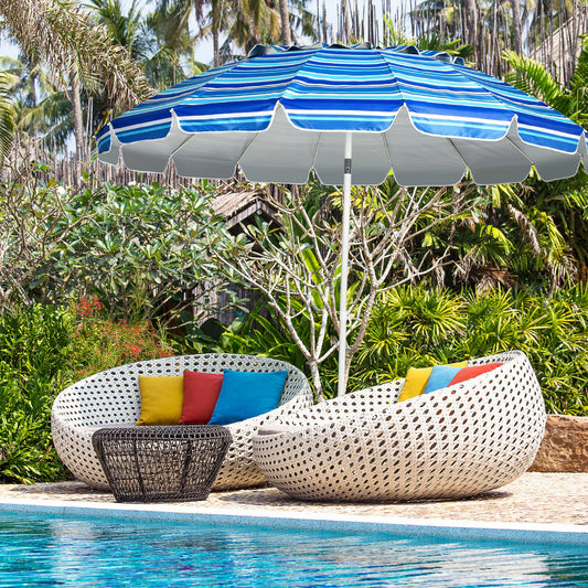 2.45M Beach Umbrella UPF50 Sunshade Shelter-Navy