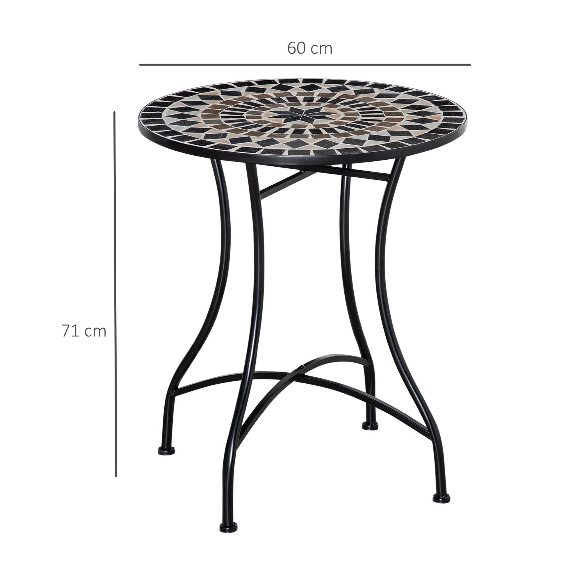 Outsunny ?60cm Mosaic Outdoor Patio Table - Black