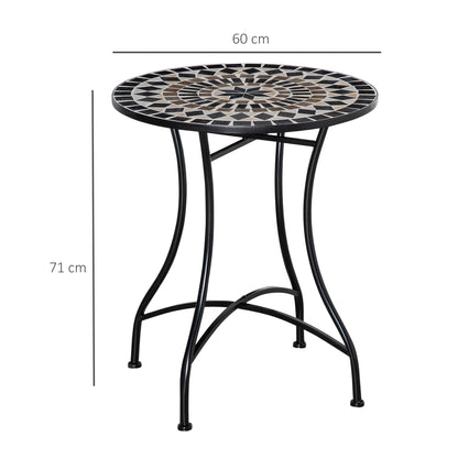 Outsunny ?60cm Mosaic Outdoor Patio Table - Black