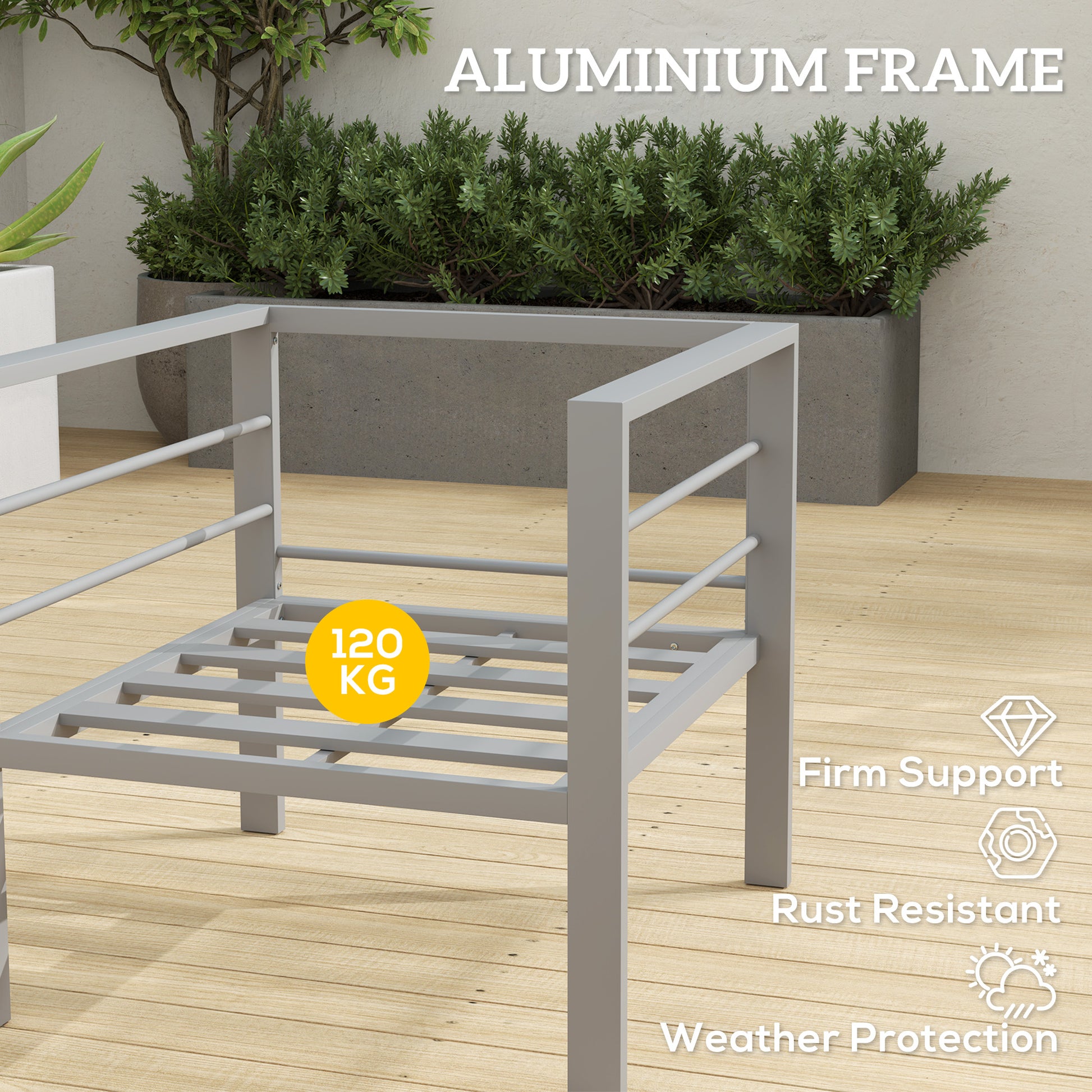 Outsunny Garden Sofa Set of 2, All-Weather Garden Sofa Set with Removable Cushions, Metal Frame Outdoor Furniture for Balcony, Charcoal Grey