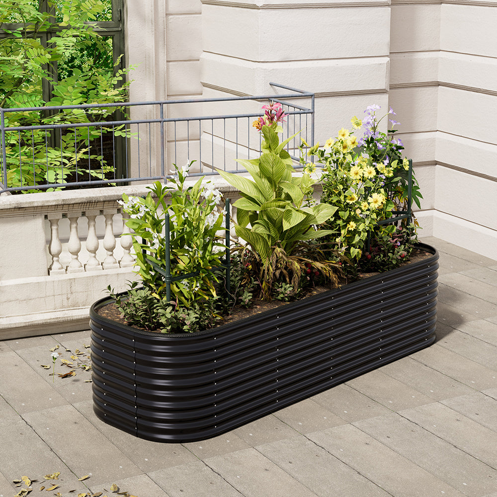 Oval Galvanised Steel Raised Garden Bed