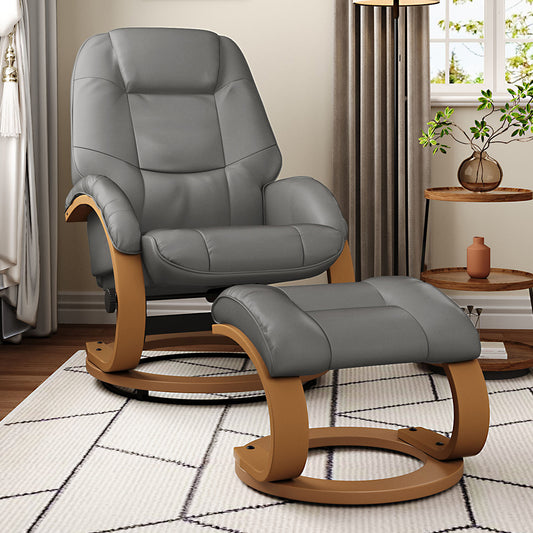 PU Leather Ergonomic Executive Reclining Armchair with Footstool