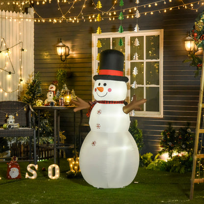 HOMCOM 6ft/1.82m Tall Giant Outdoor Indoor Inflatable Snowman Christmas Decoration for Lawn with Hat Scarf LED Lights