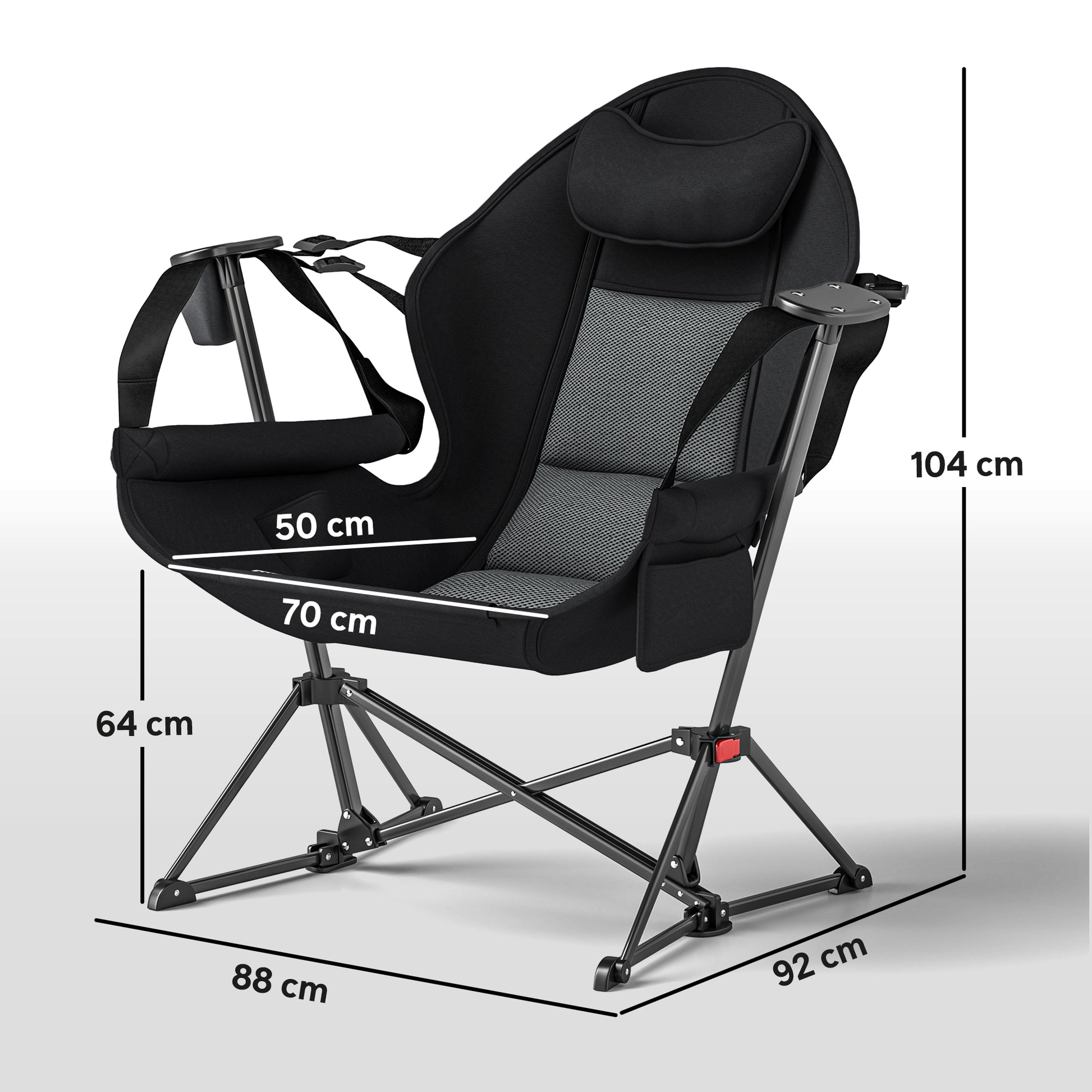 Outsunny Hammock Camping Chair Set of 2, Adjustable Back Swinging Camping Chair Portable Swinging Chair with Cup Holder, Headrest, Padded Seat and Carry Bag for Travel Fishing Hiking, Black