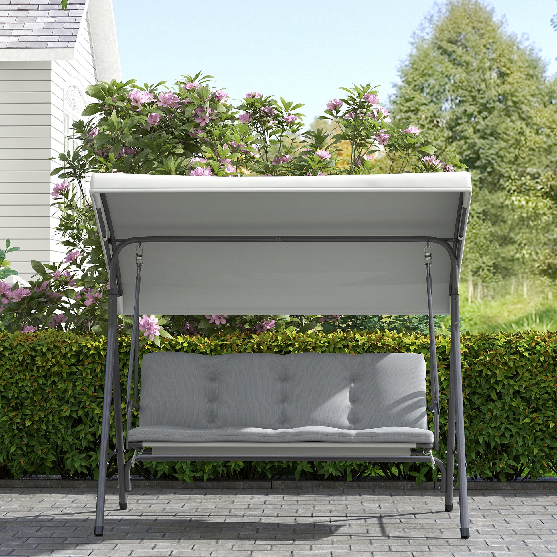 Outsunny Three-Seater Garden Swing Seat - Light Grey