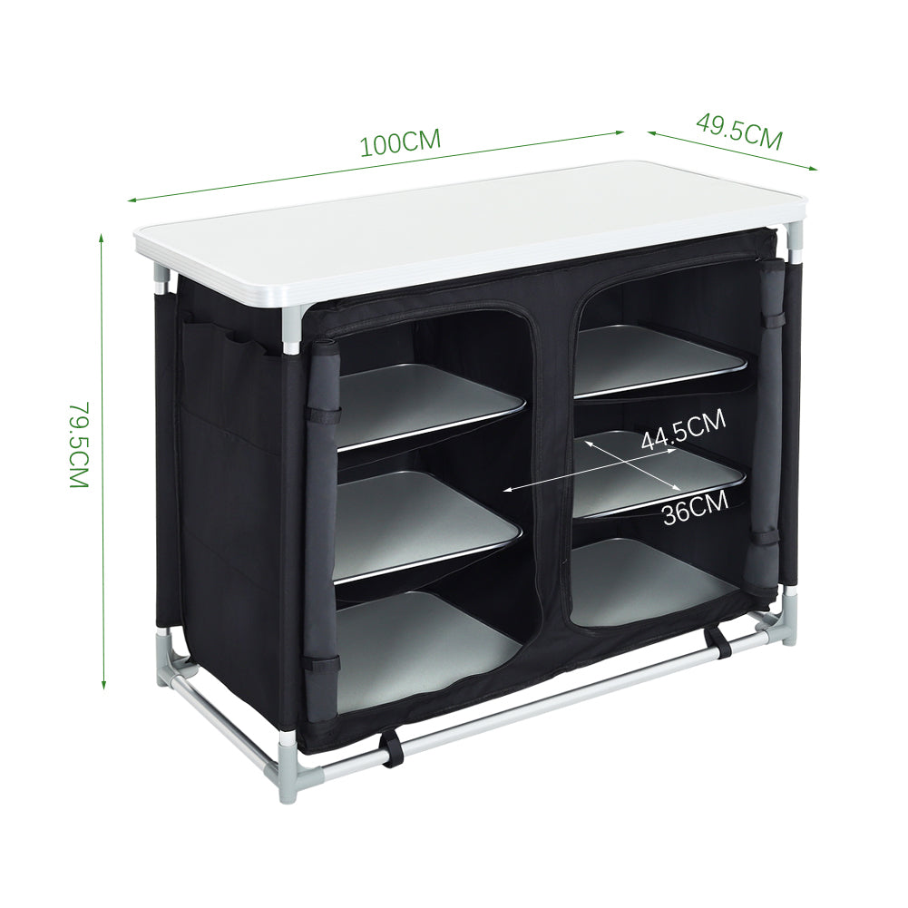 Foldable Camping Kitchen Storage Cabinet with Tabletop