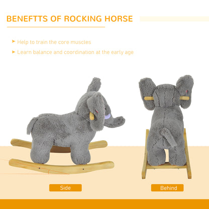 HOMCOM Kids Plush Ride On?Elephant-Grey