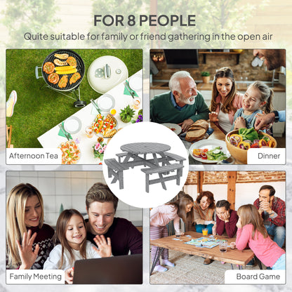 Outsunny 8-Seater Wooden Picnic Set-Fir Wood
