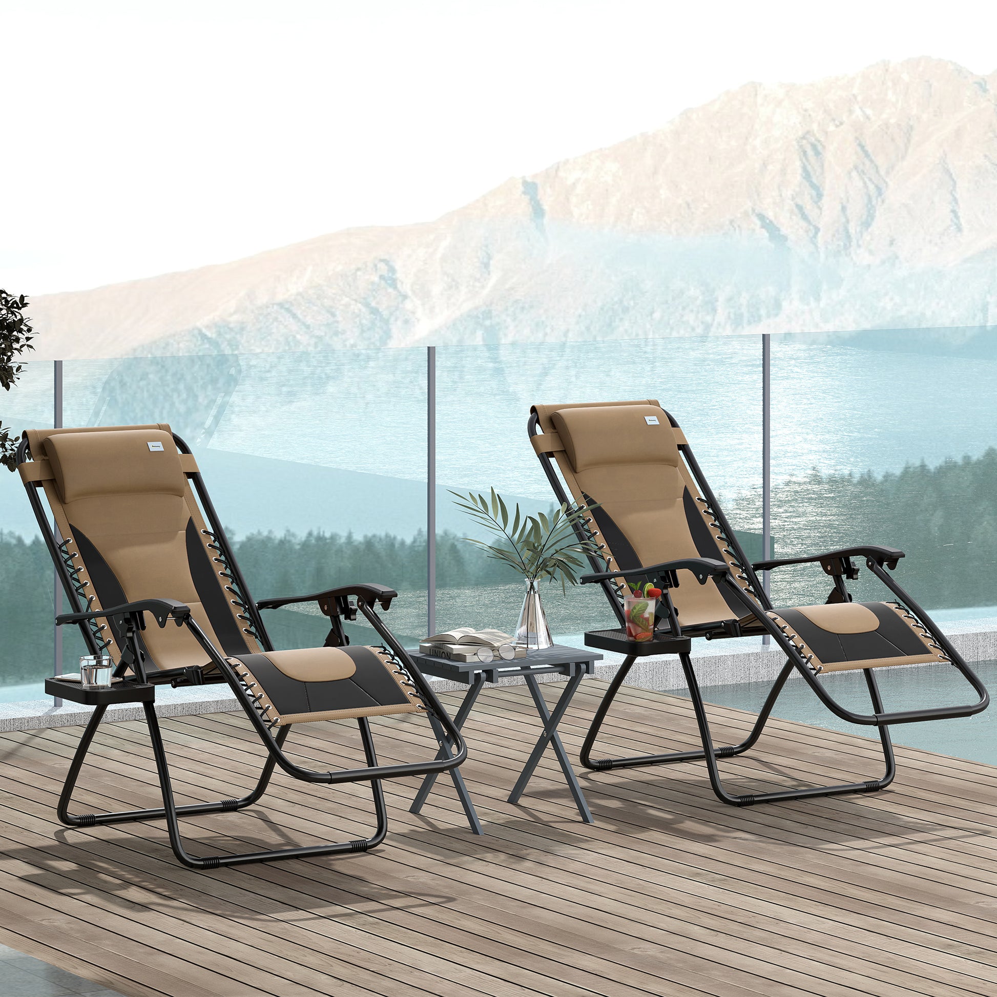 Outsunny Zero Gravity Lounger Chair Set of 2, Folding Reclining