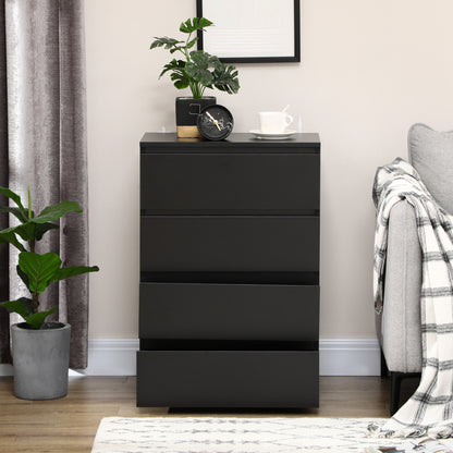 HOMCOM Chest of Drawers, 4-Drawer Storage Cabinets, Modern Dresser, Storage Drawer Unit for Bedroom