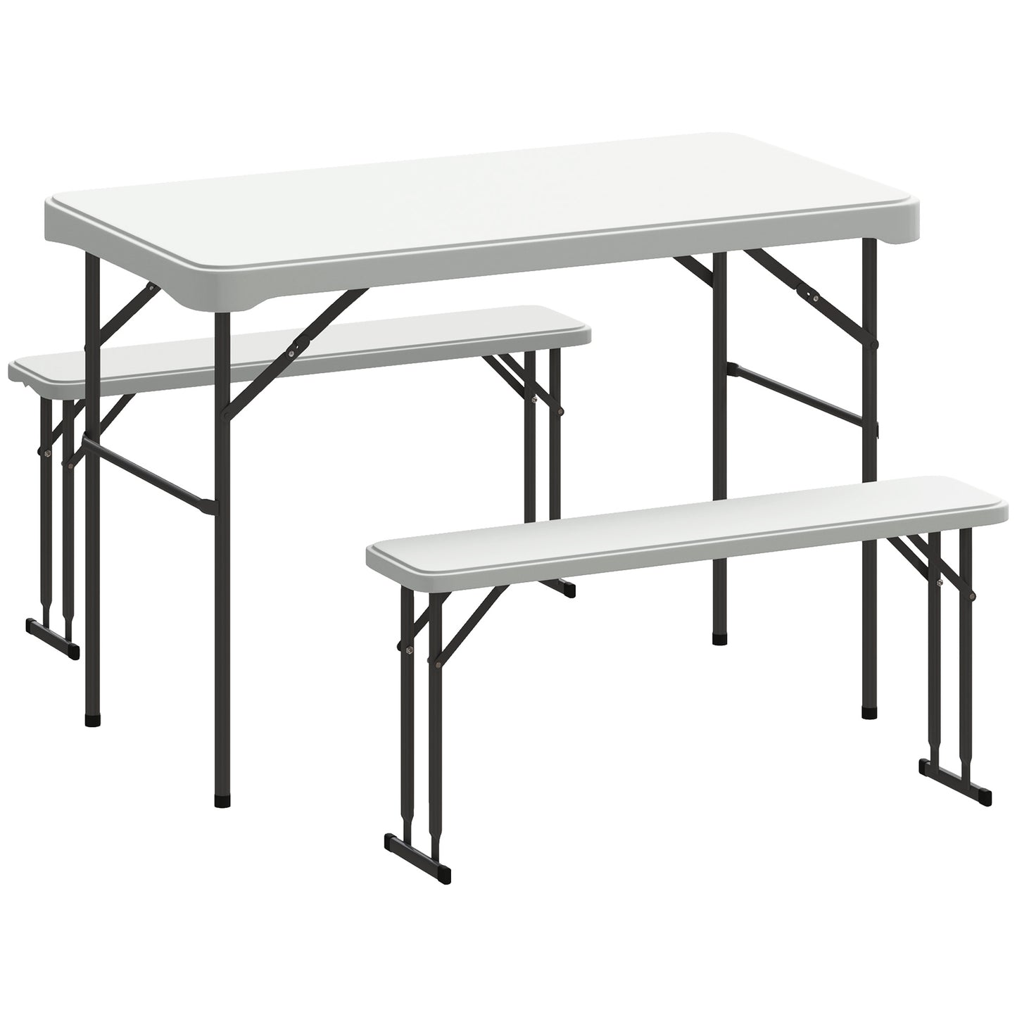 Outsunny Three-Piece Folding Picnic Table and Bench Set - Light Grey