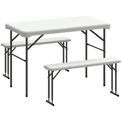 Outsunny Three-Piece Folding Picnic Table and Bench Set - Light Grey