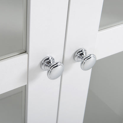 HOMCOM Media Cabinet - Holds up to 100 CDs, 4-Tier CD Storage Unit, Modern Bookcase with Magnetic Doors and Wide Base for Home, White