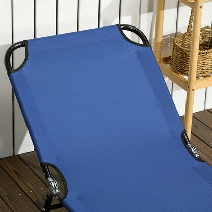 Outsunny Folding Sun Loungers Set of 2, Outdoor Day Bed with Reclining Back, Steel Recliner Garden Chairs with Breathable Mesh for Beach, Patio, Blue