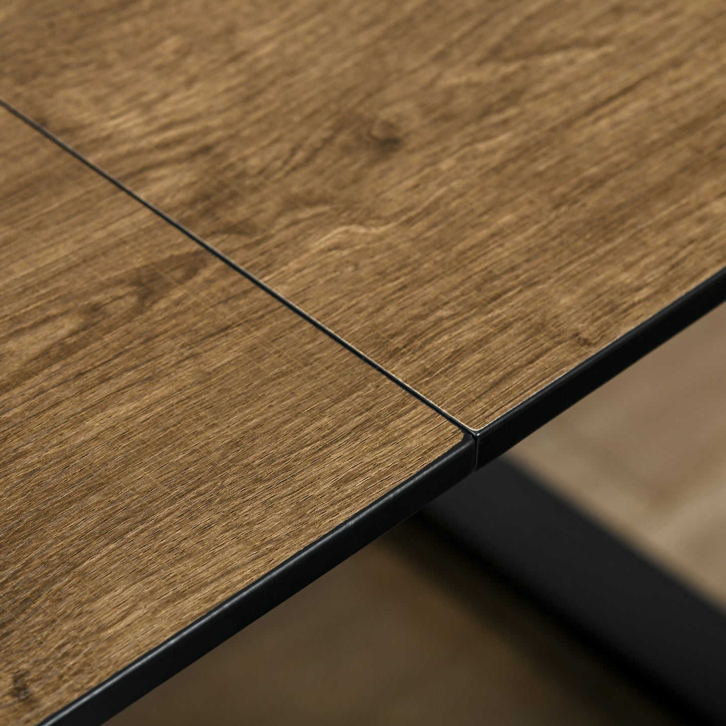 HOMCOM Extendable Dining Table Rectangular Wood Effect Tabletop for 4-6 People with Metal Frame & Hidden Leaves for Kitchen, Dining Room, Living Room