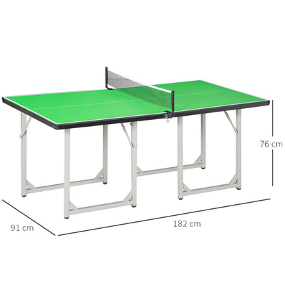 HOMCOM 182cm Mini Tennis Table Folding Ping Pong Table with Net Multi-Use Table for Indoor Outdoor Game, Green
