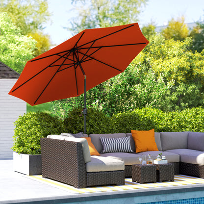 Outsunny 3(m) Garden Parasol Umbrellas, Outdoor Sun Shade with 8 Ribs, Tilt and Crank Handle for Balcony, Bench, Garden, Orange
