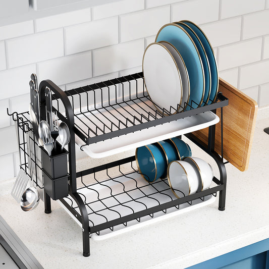 Black Steel Dish Drying Rack 2-Tier