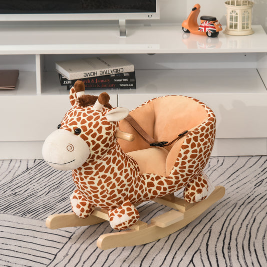 HOMCOM Kids Rocking Horse Toys Giraffe Seat w/ Sound Toddlers Baby Toy-Giraffe 