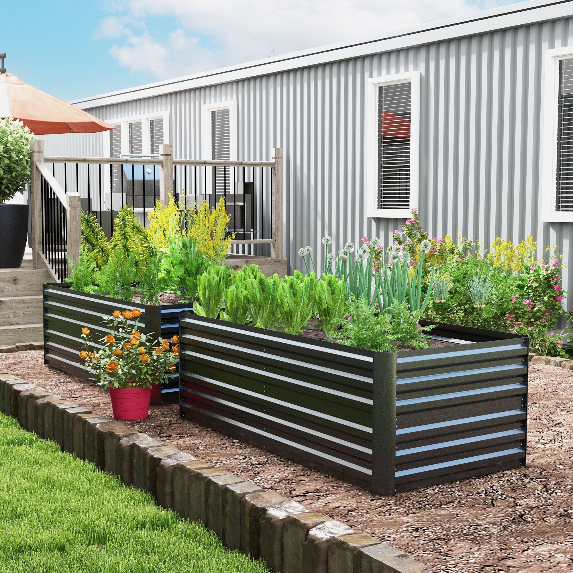 Galvanised Steel Trough Planters | Large Metal Garden Troughs UK
