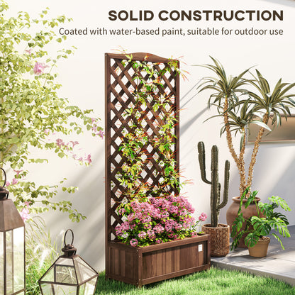 planter box with trellis nz Outsunny 53L Garden Wooden Planter Box with Trellis Free Standing Flow – GardenArch