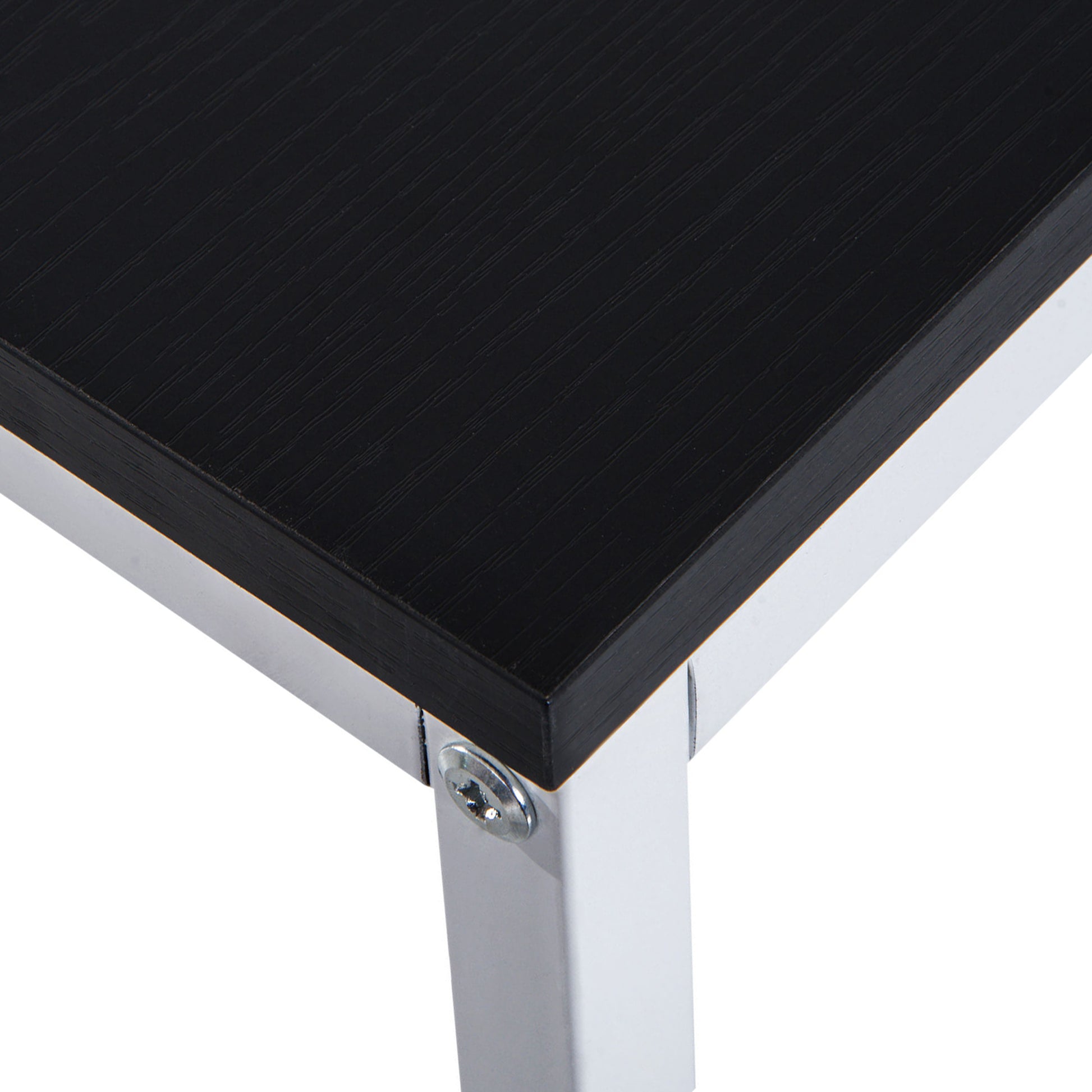 HOMCOM Computer Desk PC Table Study Workstation Home Office with 4-tier Bookshelf Storage Metal Frame Wooden Top (Black & White)