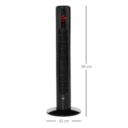 HOMCOM 38'' Freestanding Tower Fan, 3 Speed 3 Mode, 12h Timer, 70 Degree Oscillation, LED Panel, 5M Remote Controller, Black