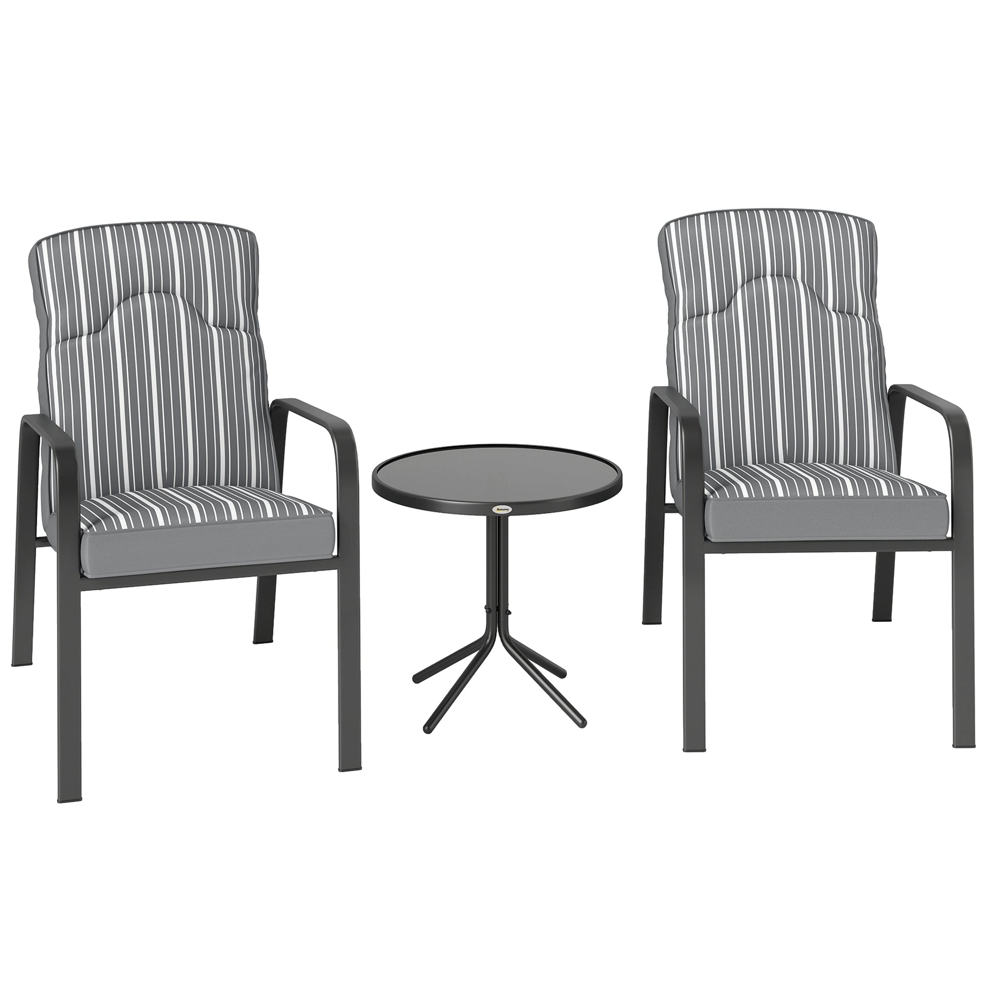 Outsunny Three-Piece Reclining Chair Set - Grey