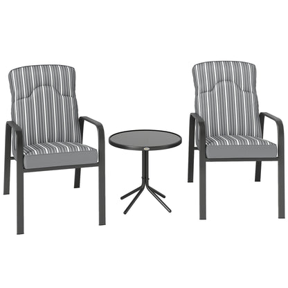 Outsunny Three-Piece Reclining Chair Set - Grey