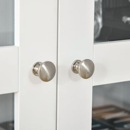 HOMCOM Modern Bookcase with Doors, Display Storage Cabinet with Adjustable Shelves for Living Room, Study, Office, White