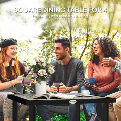 Outsunny Square Garden Dining Table with 5.4cm Parasol Hole, Slatted Top, Metal Frame, 86 x 86 x 71 cm, Light Grey